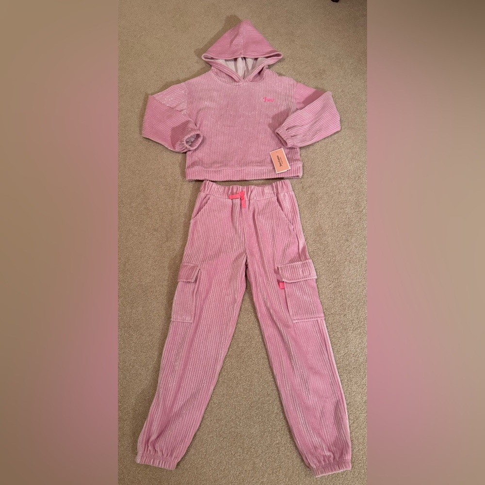 NWT Juicy Couture Pink And Silver Embroidered Corduroy